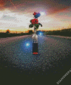 Flower in Bottle On Road Diamond Paintings