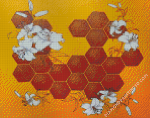 Flowers Honeycomb Diamond Paintings