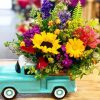 Flowers And Cyan Car Diamond Paintings