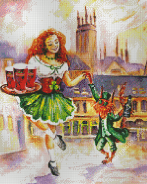 Girl Irish Dancer And Leprechaun Diamond Paintings