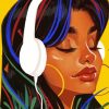 Girl With Headphones Listening To Music Diamond Paintings