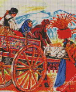 Women In Sicilian Cart Diamond Paintings