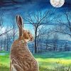 Hare And Moon In Dead Forest Diamond Paintings