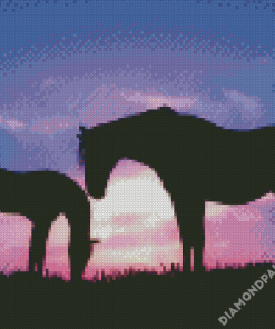 Horse And Foal Silhouette Diamond Paintings