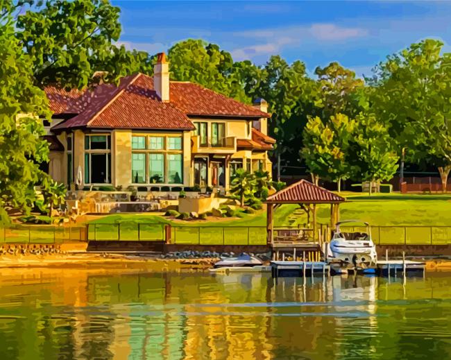 House By A Lake Diamond Paintings