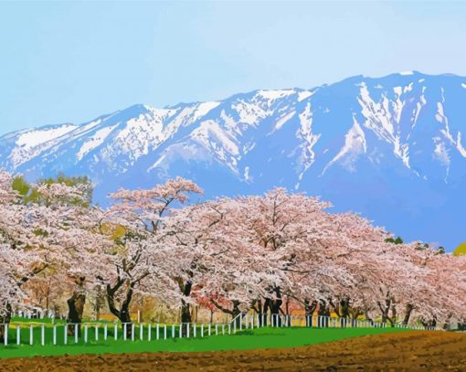 Japan Cherry Blossom Garden Landscape Diamond Paintings