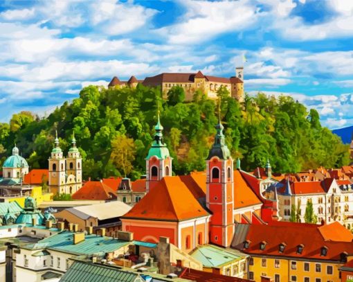 Ljubljana Castle Building Diamond Paintings