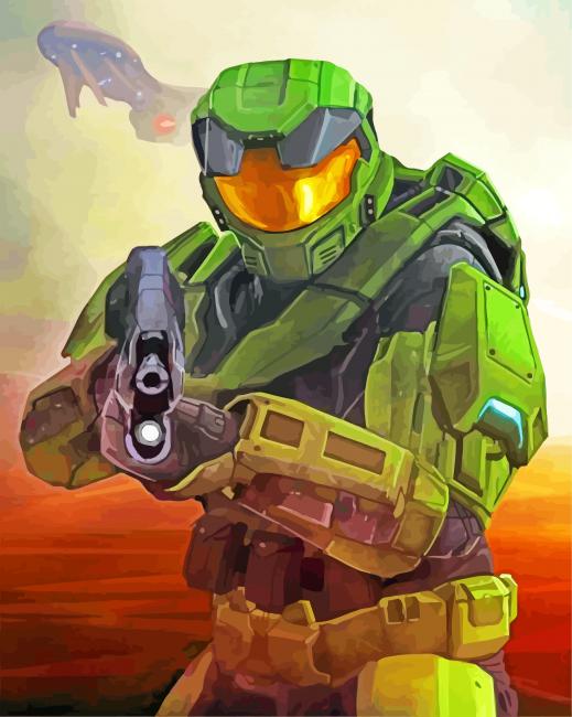 Master Chief Halo Video Game Diamond Paintings