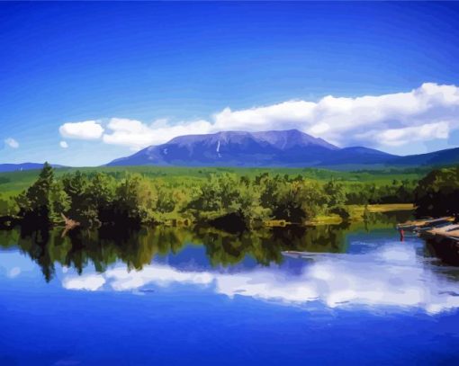 Mount Katahdin With Blue Lake And Sky Diamond Paintings