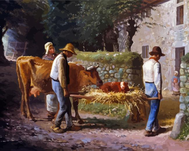 Peasants Bringing Home A Calf Diamond Paintings