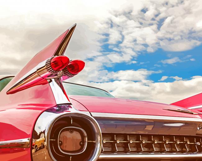 Pink Cadillac Classic Car Diamond Paintings