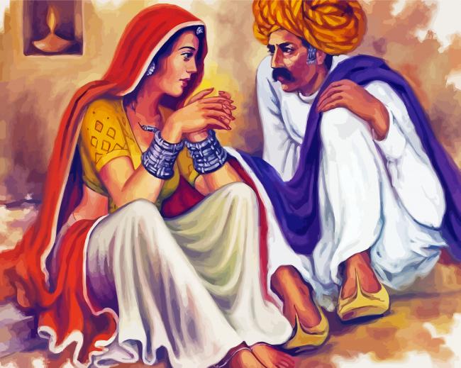 Rajasthani Girl And Man Diamond Paintings