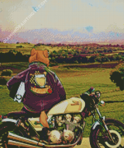 Aesthetic Bear On Motorcycle Diamond Paintings