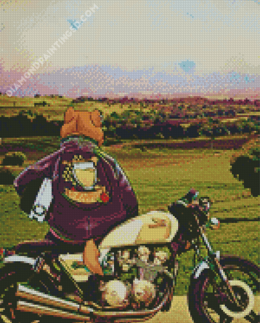 Aesthetic Bear On Motorcycle Diamond Paintings