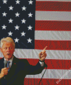 Bill Clinton And USA Flag Diamond Paintings