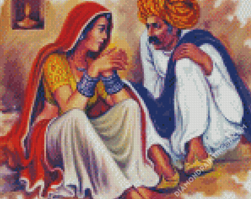 Rajasthani Girl And Man Diamond Paintings