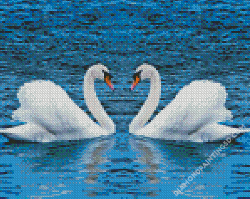 Romantic Swans Birds In Water Diamond Paintings