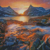 Scandinavian Mountains At Sunset Diamond Paintings