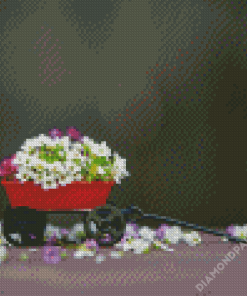 Small Red Flowers Cart Diamond Paintings