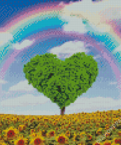 Sunflowers And Tree Heart Diamond Paintings