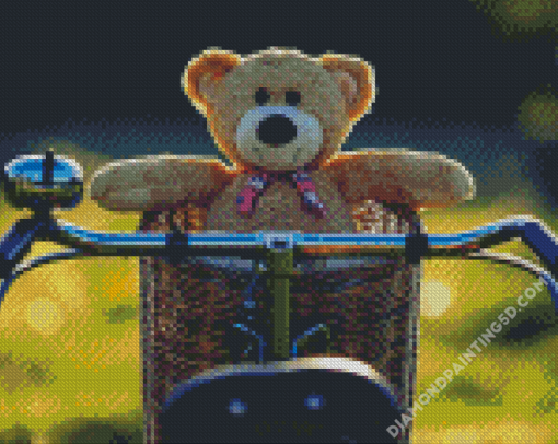 Teddy Bear On Bike Diamond Paintings