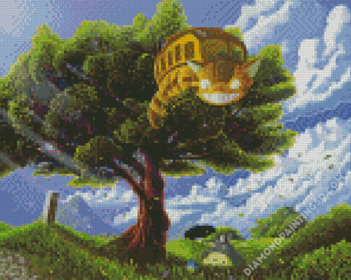 Cat Bus On Tree Diamond Paintings