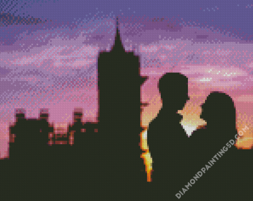 London Couple Silhouette Diamond Paintings