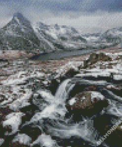 Snowy Mountain Stream Diamond Paintings