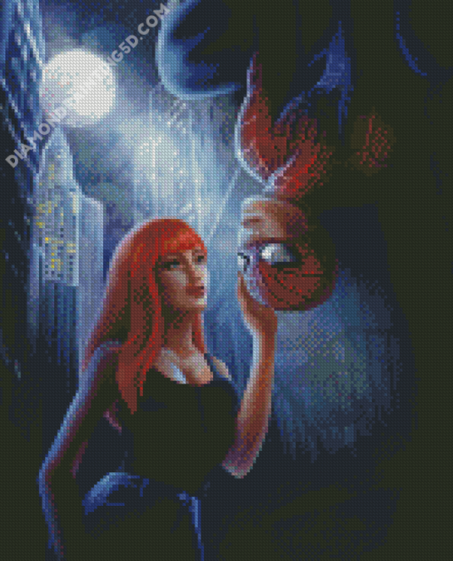 Spider Man And Mary Jane At Night Art Diamond Paintings