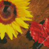 Sunflower And Leaf Heart Diamond Paintings