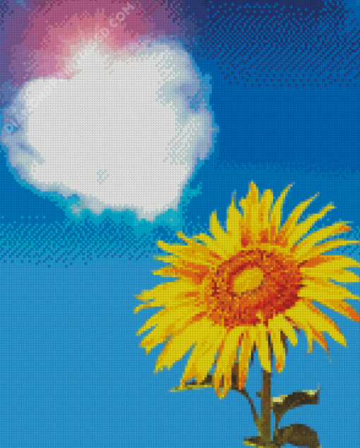 Yellow Sunflower And Heart Cloud Diamond Paintings