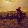 Shepherdess With Her Flock By Millet Diamond Paintings