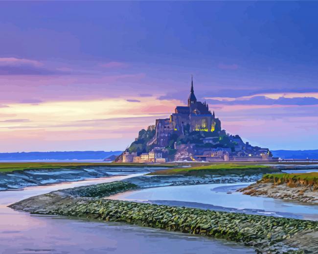 Sunset At Mont Saint Michel Diamond Paintings