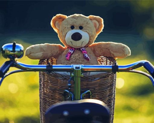 Teddy Bear On Bike Diamond Paintings