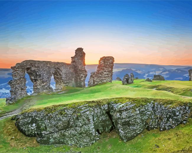 Valle Crucis Abbey Llangollen Sunset Diamond Paintings