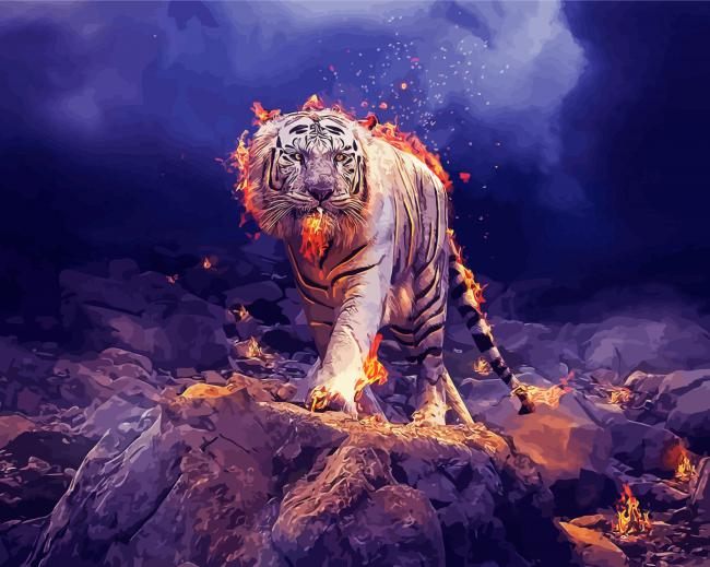 White Lightning Tiger Diamond Paintings