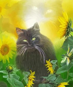 Aesthetic Cat And Sunflower Diamond Paintings