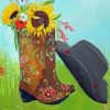 Aesthetic Cowboy Hat And Floral Boot Diamond Paintings