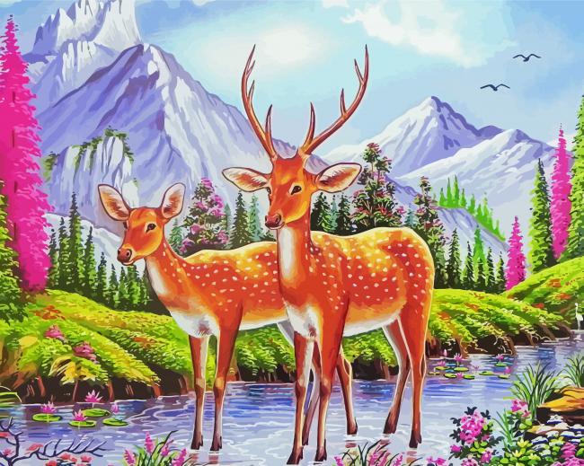 Aesthetic Deer Couple Diamond Paintings