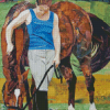 Aesthetic Girl And Brown Horse Diamond Paintings