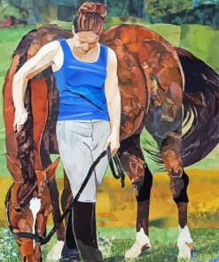 Aesthetic Girl And Brown Horse Diamond Paintings