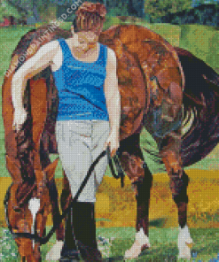 Aesthetic Girl And Brown Horse Diamond Paintings