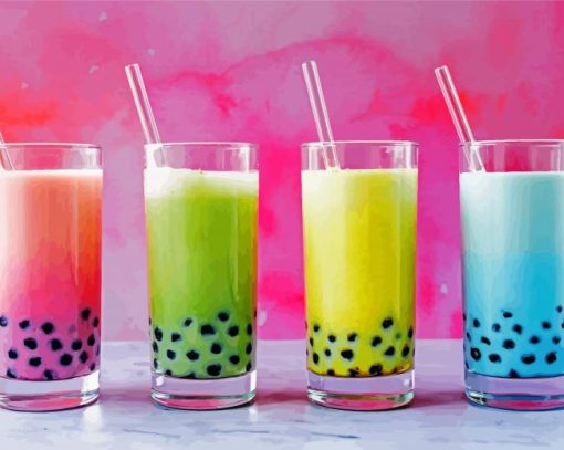 Aesthetic Bubble Tea Cups Diamond Paintings