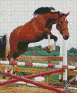 Brown Horses Jumping Diamond Paintings