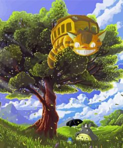 Cat Bus On Tree Diamond Paintings