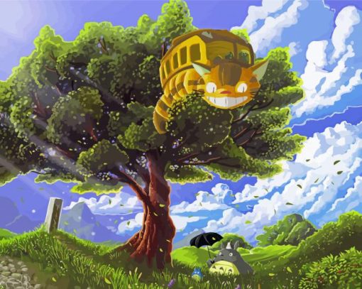 Cat Bus On Tree Diamond Paintings