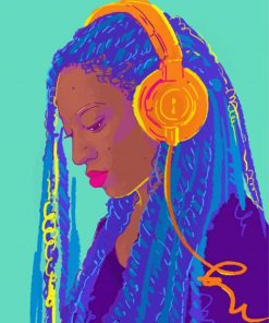 Cool Afro Girl With Headphones Diamond Paintings