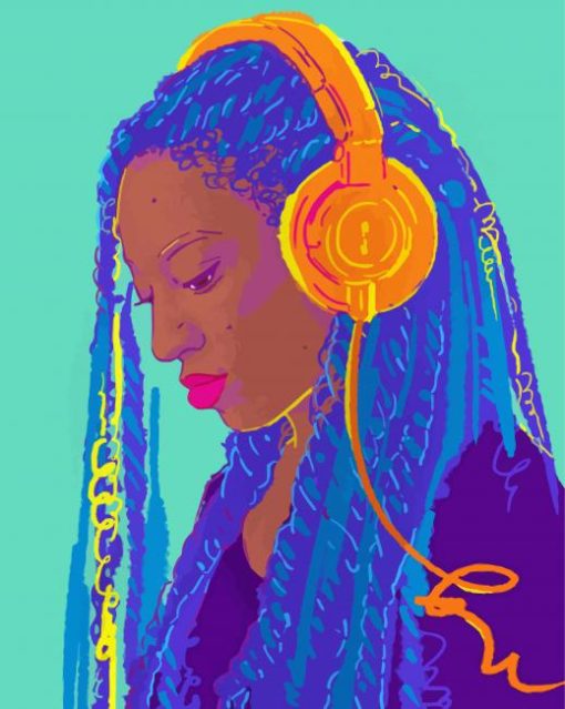 Cool Afro Girl With Headphones Diamond Paintings