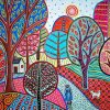 Folk Art Tree Diamond Paintings