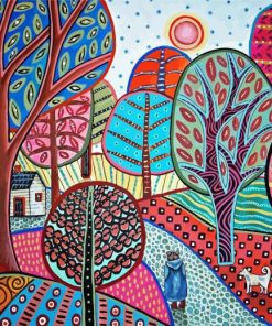 Folk Art Tree Diamond Paintings